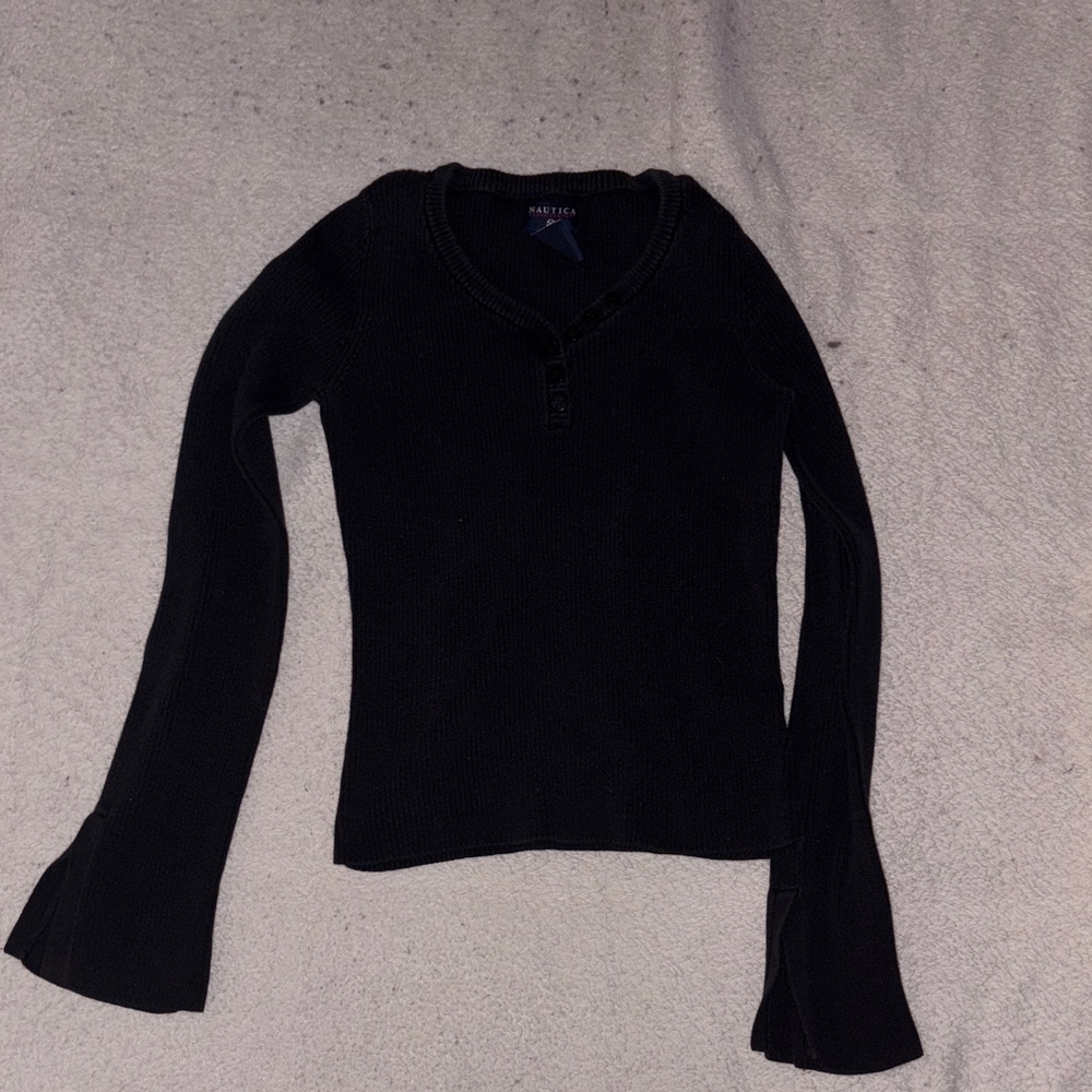 Nautica Women's Elegant Black Long Sleeve Tee